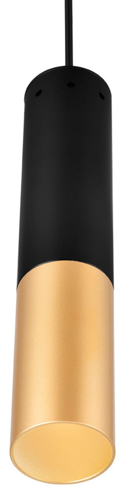 Anem 1 Light Down Mini Pendant With Matte Black & Satin Gold Finish