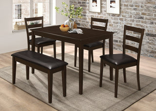5 Piece Dining Set with Bench, Cappuccino and Dark Brown