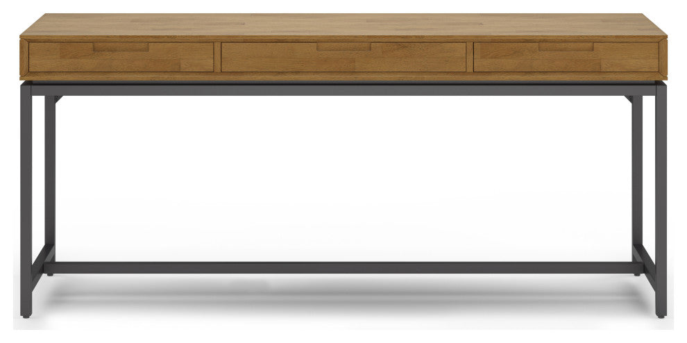 Banting Solid Hardwood Mid Century Wide Desk, Medium Saddle Brown