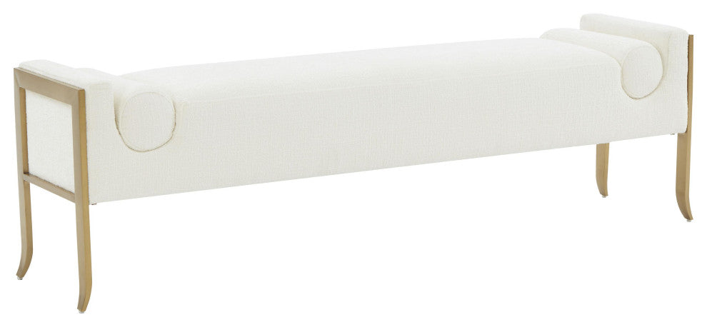 Ines Cream Textured Velvet Bench