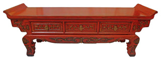 Chinese Antique Meditation Table With Drawers and Wing Top
