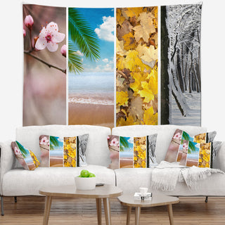 Four Seasons World Collage Landscape Wall Tapestry, 60"x50"
