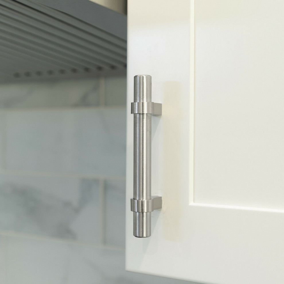 Brushed Nickel T Bar Handle Pull 3" (76mm) Hole Centers, 4-1/2" Overall Length