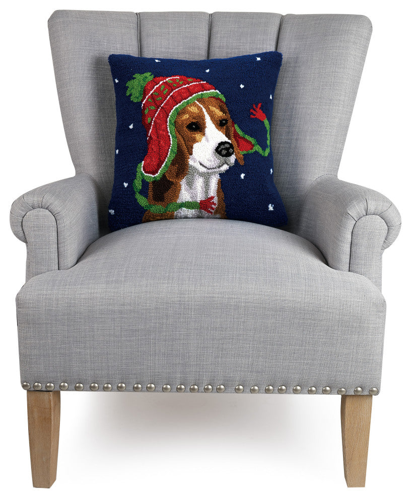 Holiday Beagle W/Hat Hook Pillow