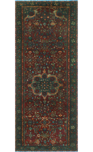 Fine Vintage Distressed Isphan Burgundy/Brown Runner, 3'4 x 8'1