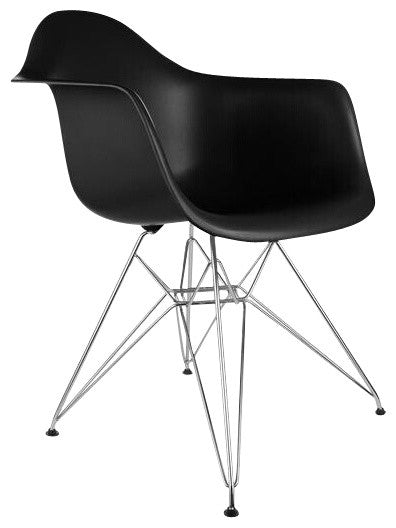 Eiffel Molded Wire Base Arm Chair, Black