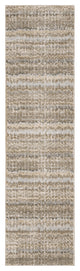 12' Runner Ivory Grey Tan and Brown Abstract Power Loom Runner Rug