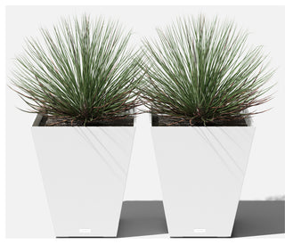 Nobleton Square Planter, White, 22 Inch, 2 Pack