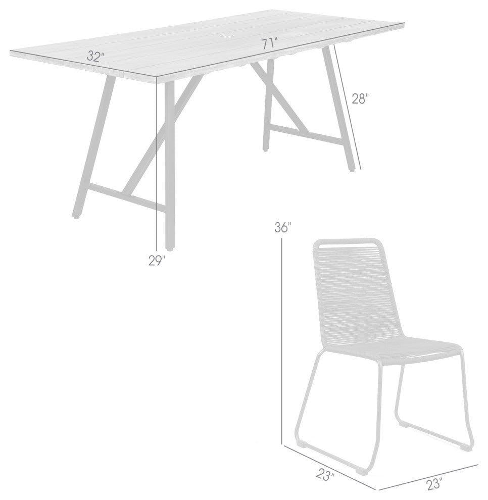 Koala Shasta 5-Piece Dining Set, Dark Eucalyptus And Metal With Black Rope