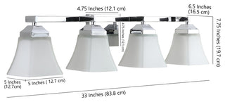 Staunton 1-Light Iron/Glass Modern Cottage LED Vanity Light, Chrome, 4-Light