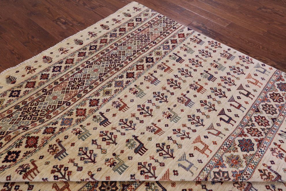 8' 0" X 11' 2" Handmade Persian Gabbeh Tribal Wool Rug Q10964