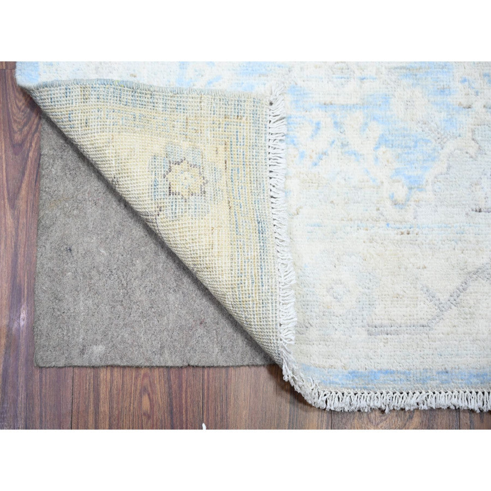 Carolina Blue Wool Hand Knotted Finer Peshawar XL Runner Oriental Rug 2'8"x16'2"