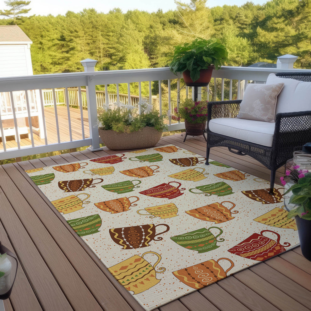 Indoor/Outdoor Kendall KE15 Linen Machine Washable 8' x 10' Rug