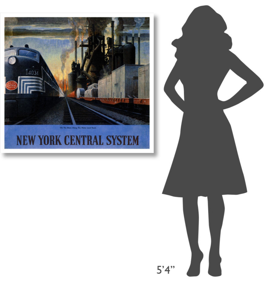 "New York Central System / Along the Water Level Route" Paper Art, 38"x35"
