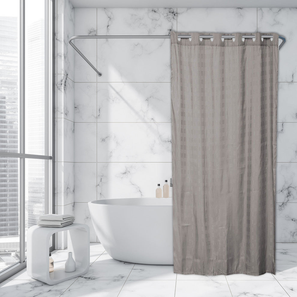 Hookless Shower Curtain Polyester Cubic, Taupe