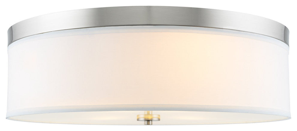 Kira Home Walker 20" Flush Mount Ceiling Light, White Fabric Shade, Round Glass