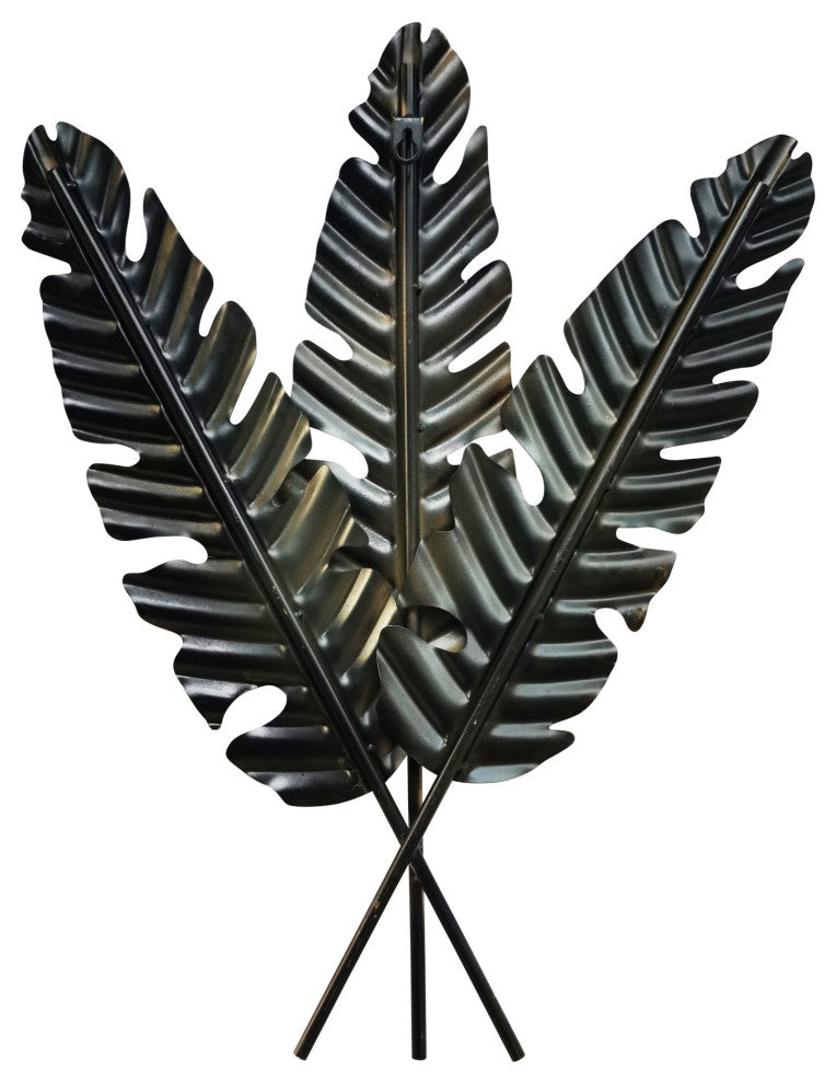 Contemporary Black and Gold Leaf Design Wall D"cor