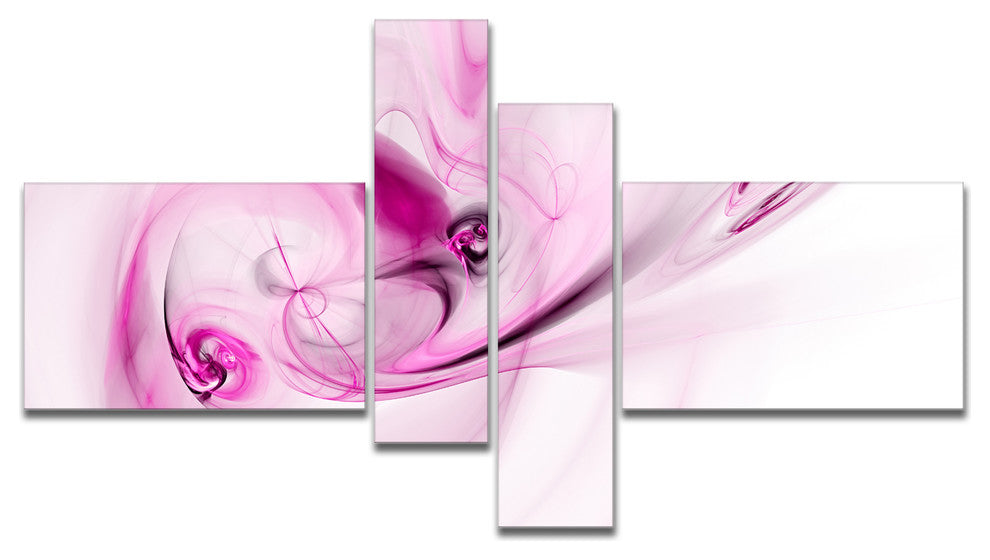 Spiral Nebula Space Magenta, Large abstract art, 60"x32", 4 panels