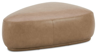 Pebble 44" Rounded Triangle Cocktail Ottoman, Tuscan Tan Brown Top Grain Leather