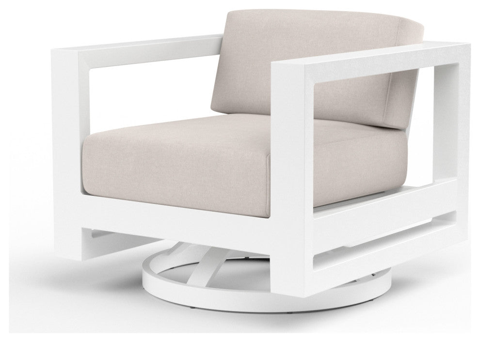 Newport Canvas Natural Finish Outdoor Swivel Club Chair