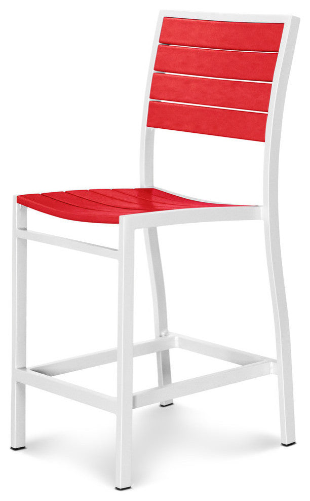 Euro Counter Side Chair, Satin White, Sunset Red