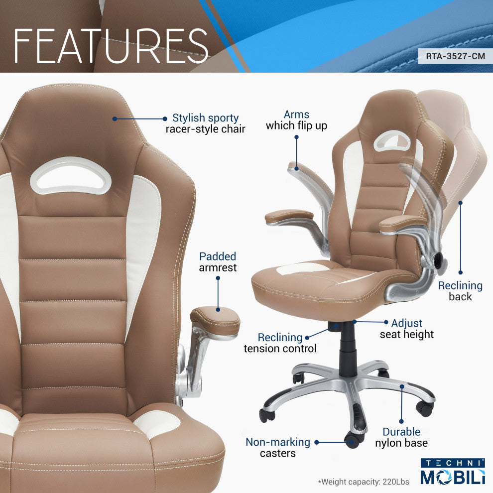 Techni Mobili Sport Race Executive Chair, Camel