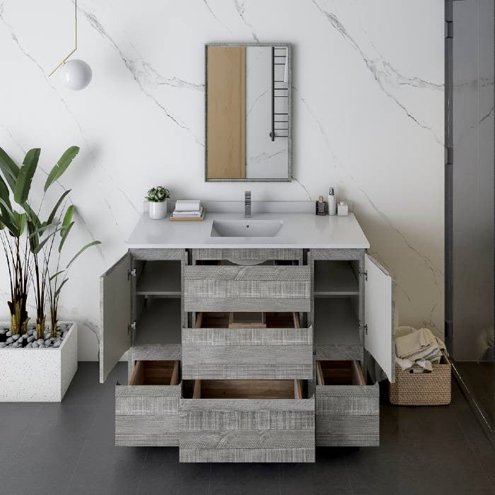Formosa 48" Ash Single Sink Modern Bathroom Vanity Set, Faucet Fft9151ch