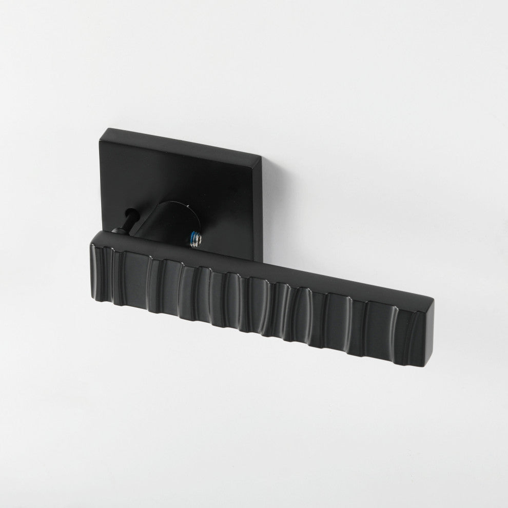 Modern Heavy Duty Designer Interior Door Lever - Groove Collection, Matte Black, Privacy Left Hand
