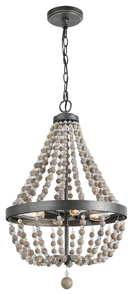LNC 4-light Famhouse Distressed Wood Beaded Empire Boho Style Chandelier
