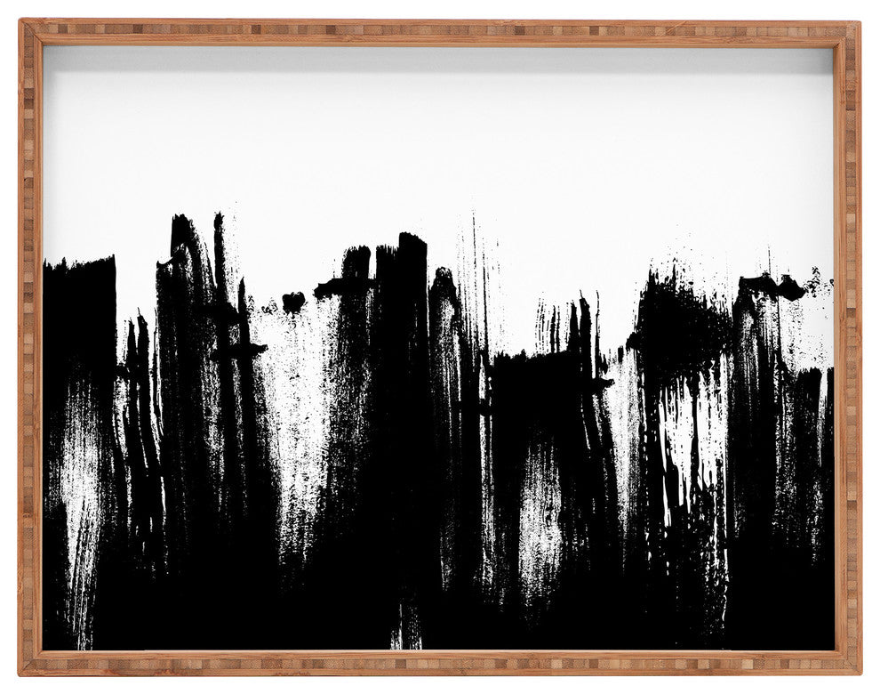Kelly Haines Monochrome Brushstrokes Rectangular Tray