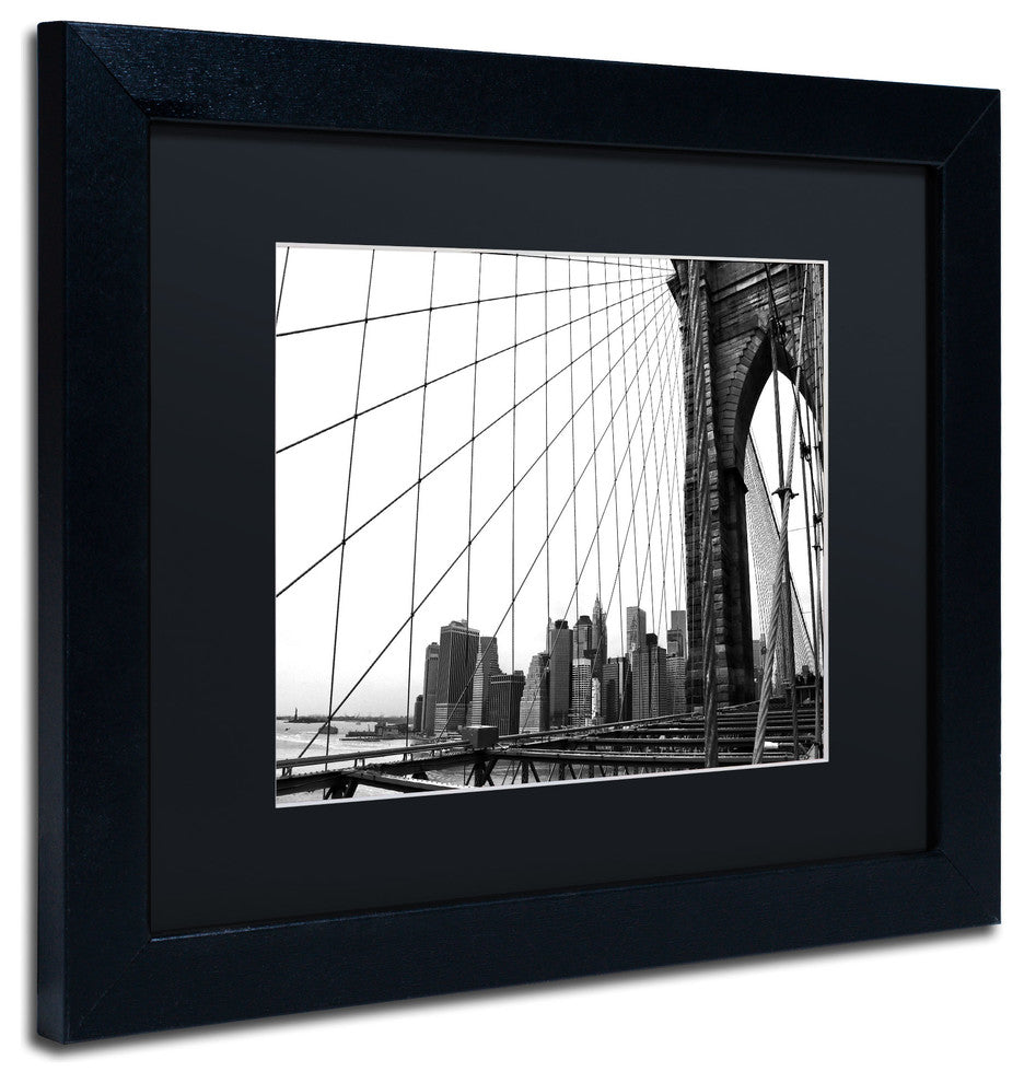 'Brooklyn Bridge 4' Matted Framed Canvas Art by CATeyes