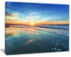 "Blue Seashore With Distant Sunset" Seashore Canvas Wall Art, 40"x30"