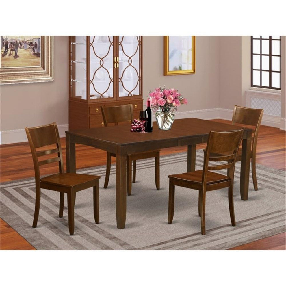 Lyfd5-Esp-W, 5-Piece Dining Room Set, Table With Leaf and 4 Chairs
