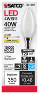 4W B11 LED, Frost, Candelabra Base, 90 CRI, 2700K, 120V