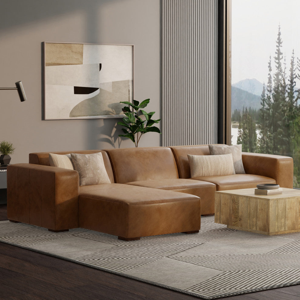 Rex Left Chaise Sofa Module in Genuine Leather