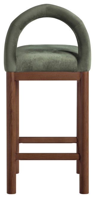 Conrad Upholstered Bar and Counter Stool, Green, Velvet, Brown