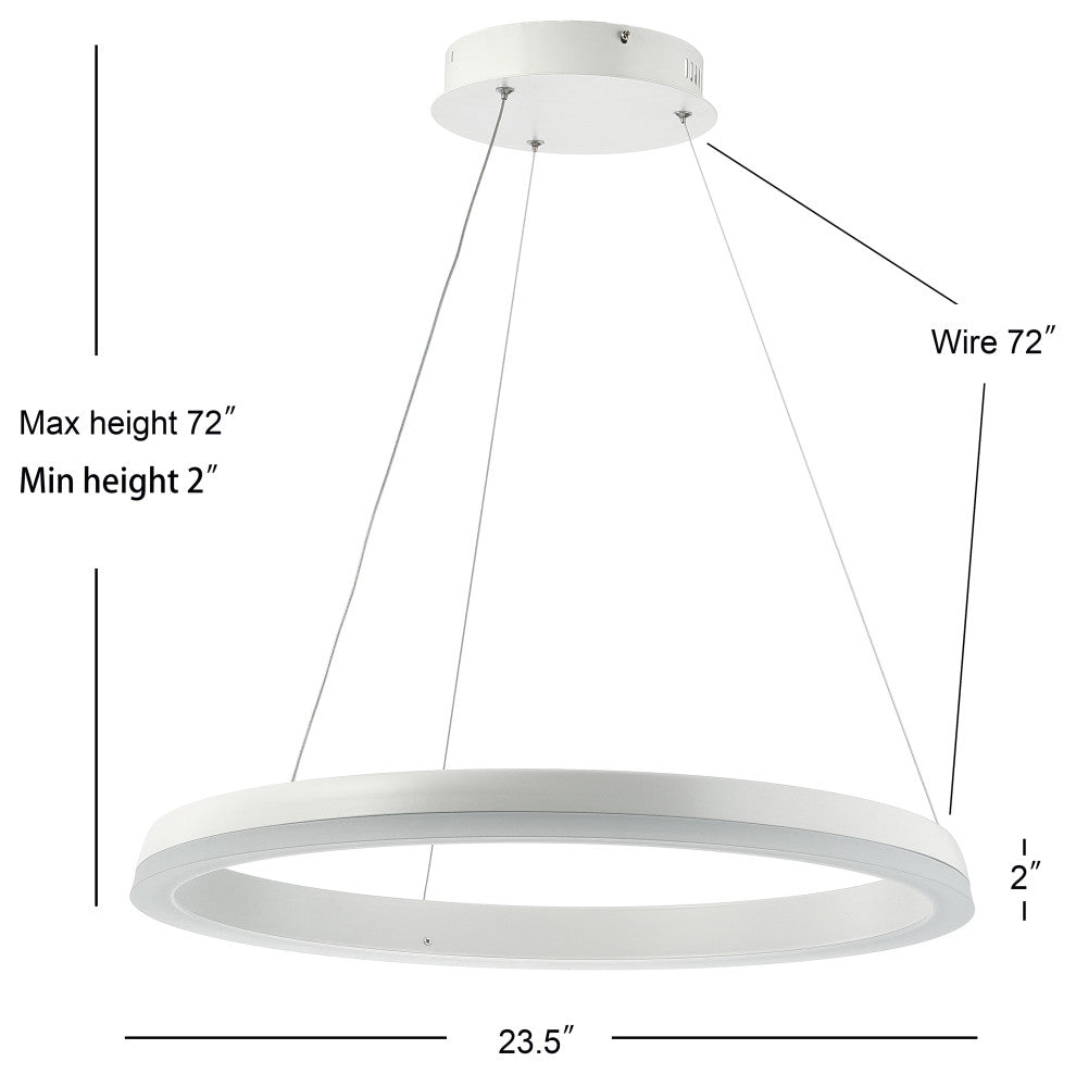 Baxter 1-Light Aluminum Integrated LED Hoop Pendant, Matte White