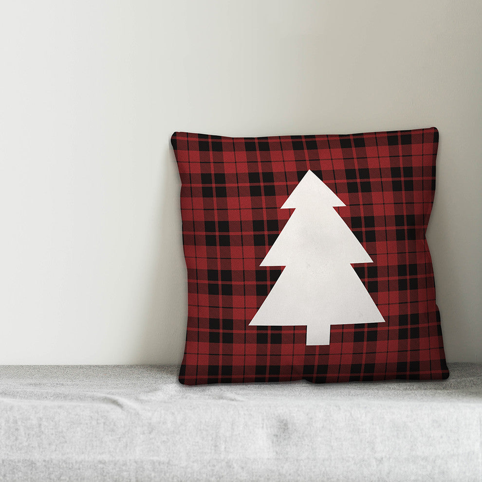 Plaid Christmas Tree 20"x20" Throw Pillow