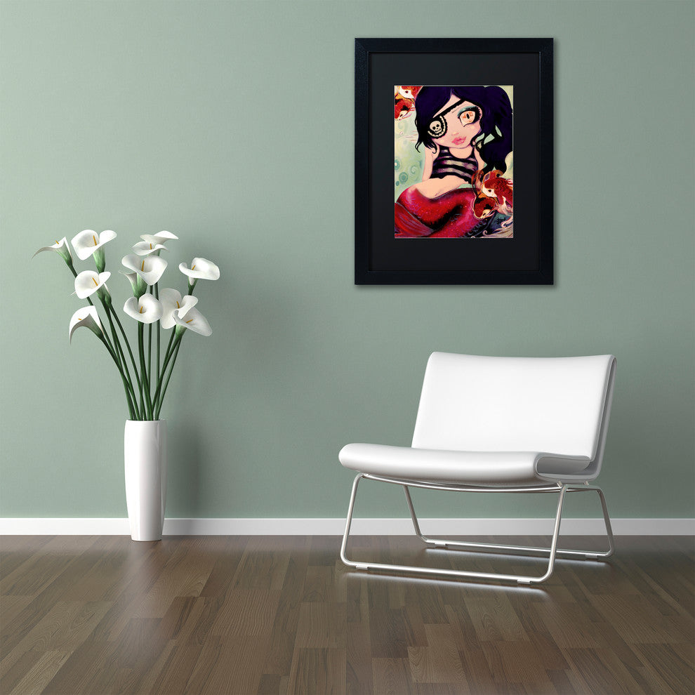 Natasha Wescoat 'Mermaid Pirate' Art, Black Frame, Black Mat, 16x20