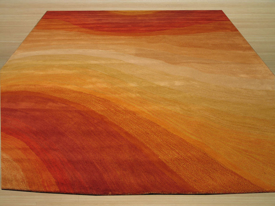 Hand-Tufted Wool Orange Contemporary Abstract Desertland Rug, 7'9 X 9'9