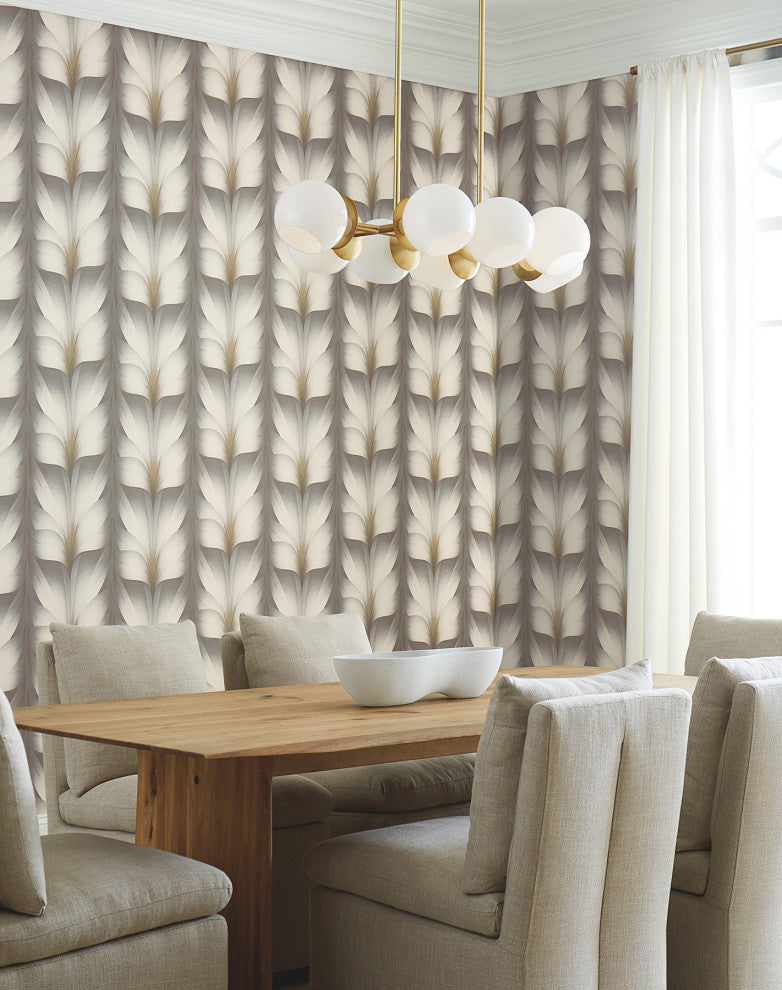 Charcoal Lotus Light Stripe Wallpaper