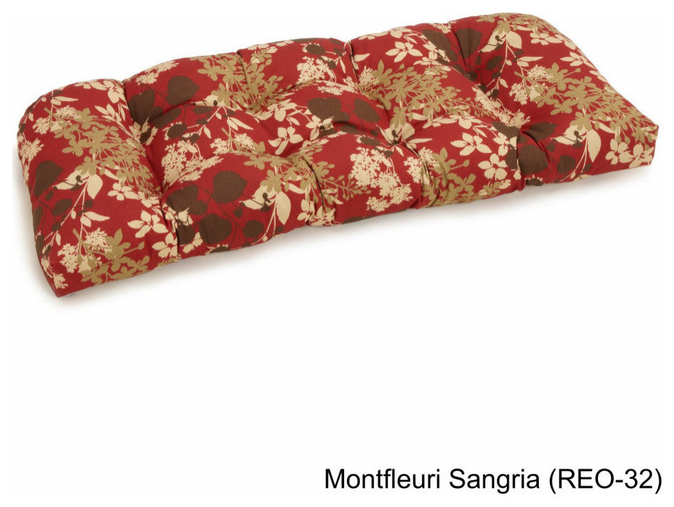 42"x19" U-Shaped Tufted Settee/Bench Cushion, Montfleuri Sangria