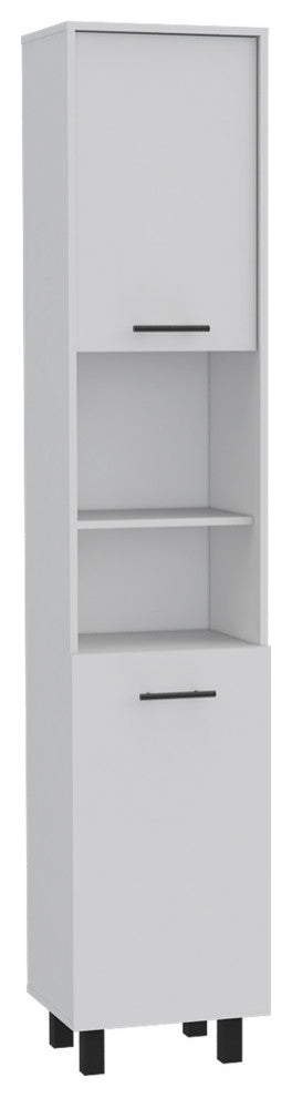Sheffield Pantry Kitchen Cabinet, with Two Cabinets and Two Open Shelves - White