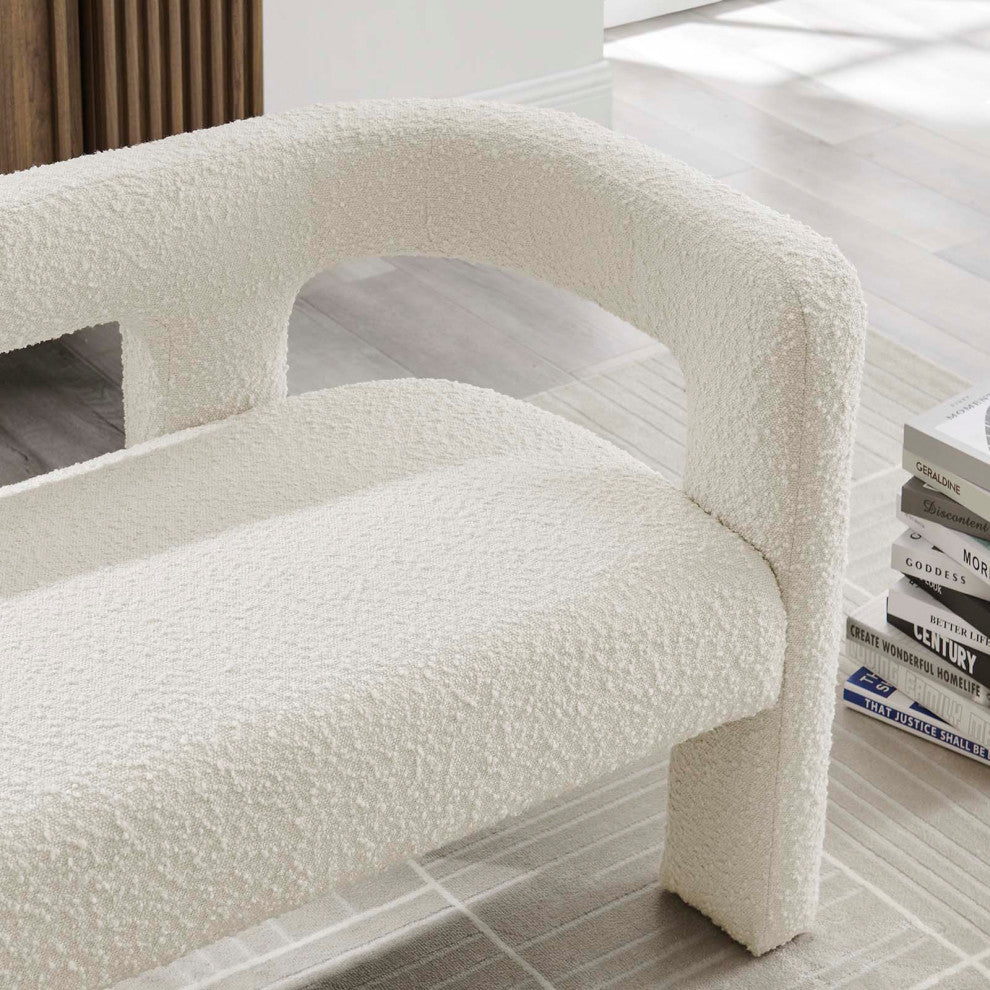 Kayla Boucle Upholstered Loveseat - Ivory
