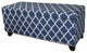 Blue and White Quatrefoil Storage Bench