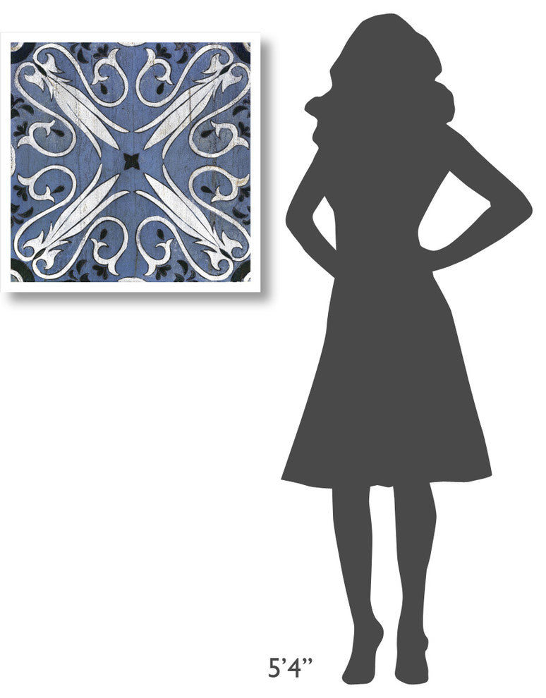 "Oxford II Indigo and Cream" Digital Paper Print by Silvia Vassileva, 26"x26"