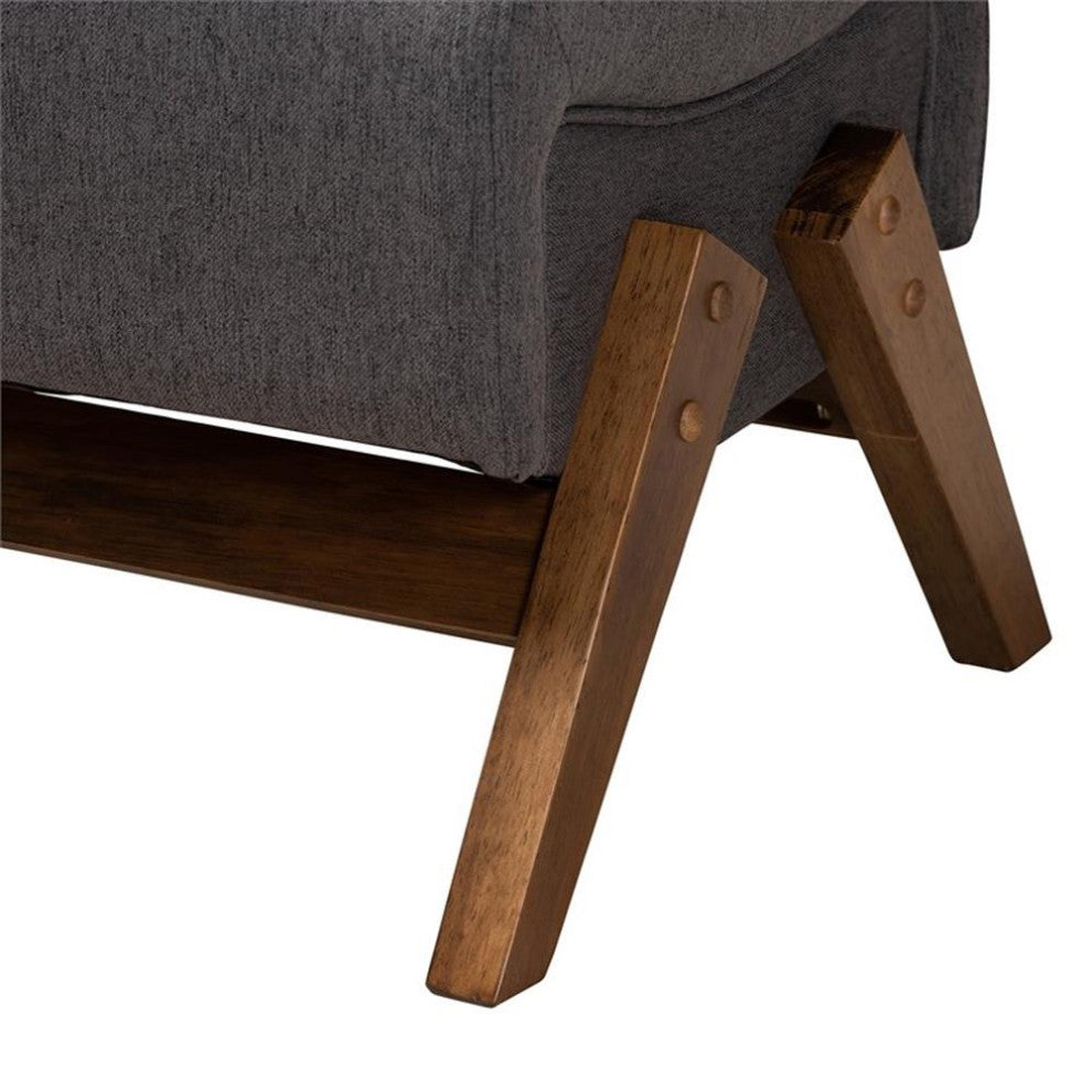 Baxton Studio Hanson Dark Gray Fabric and Walnut Brown Finished Wood Ottoman