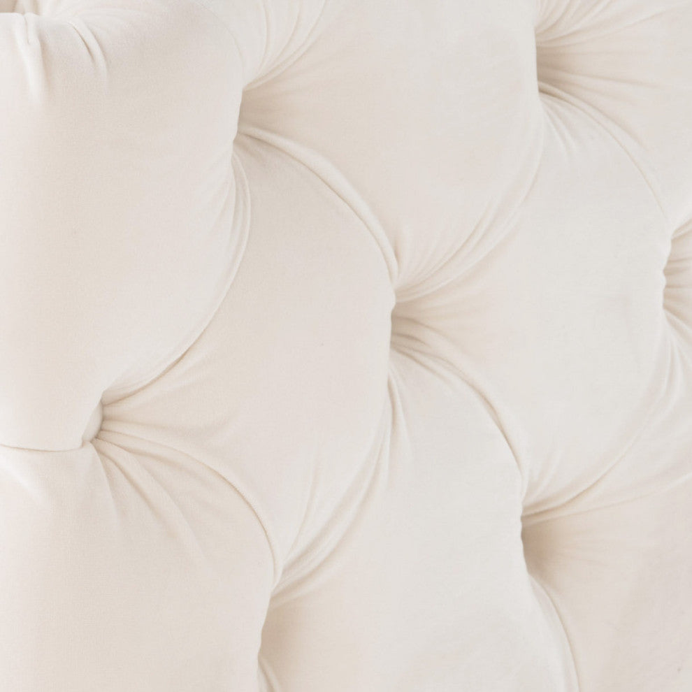 GDF Studio Provence TModern Glam Tufted Velvet Ottoman Bench, Cream