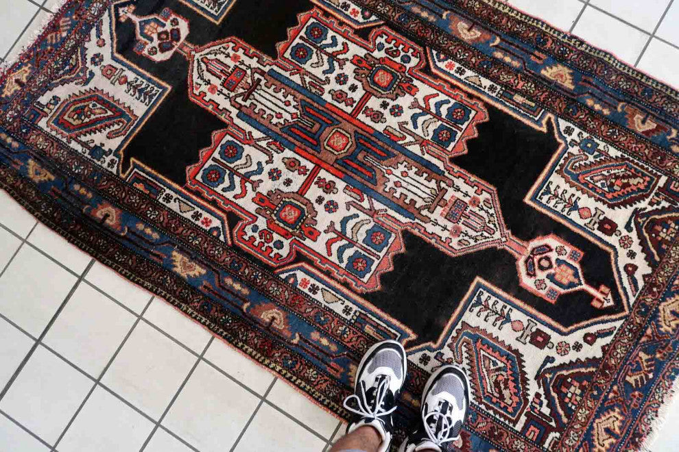 Handmade Antique Persian Malayer Rug 4'x6.5', 123cmx199cm 1920s