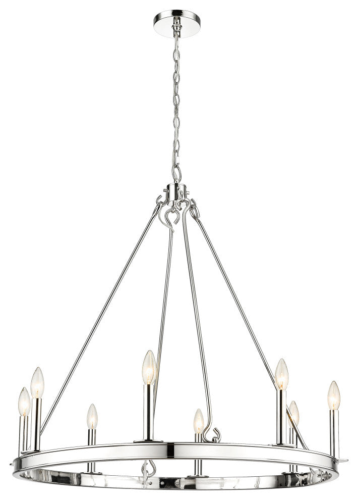 Zlite 482R-8PN 8-Light Chandelier, Polished Nickel